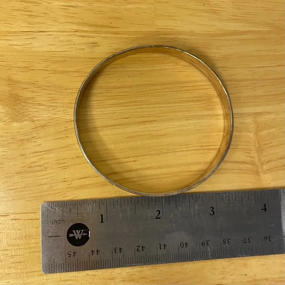 Greek Key Meander Sterling Bangle Bracelet Signed Mexico - Picture 8 of 9